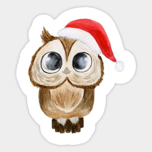 Holiday Owl Watercolor Art Sticker